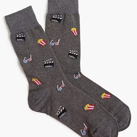 JCrew Men's Trouser Socks- Movie Theatre, 3D Glasses, Popcorn- super fun NWT - Picture 1 of 1
